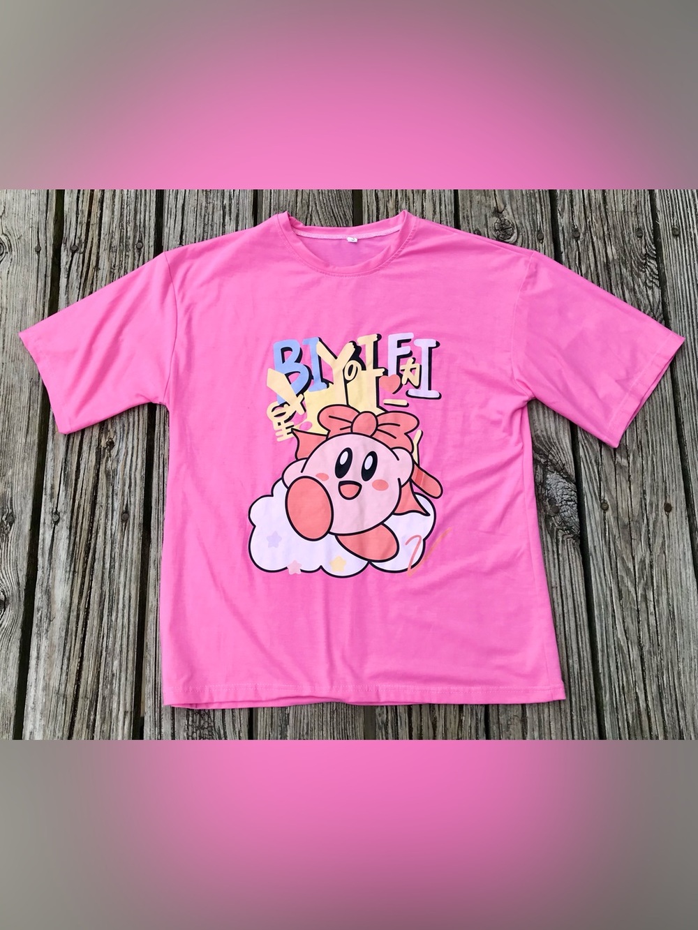 Ladies M L Unbranded Pink Knit Kirby Graphic Tshirt Top